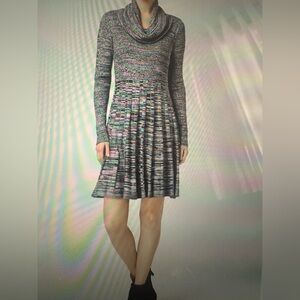 Calvin Klein black & white Long Sleeve Dress